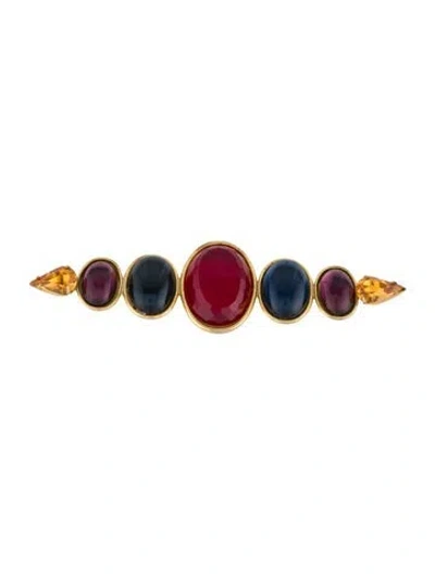 Pre-owned Miriam Haskell Crystal & Stone Pin Brooch In Multi