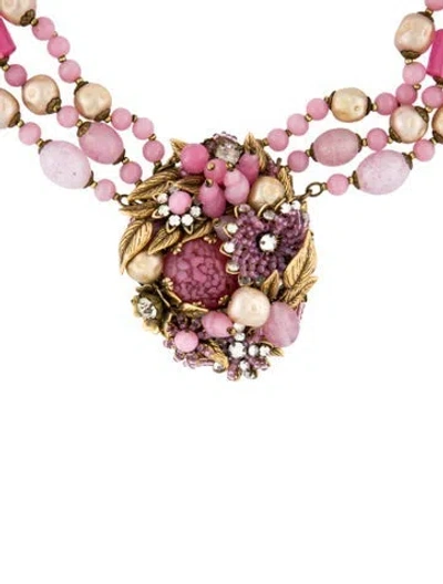 Pre-owned Miriam Haskell Crystal, Bead & Faux Pearl Multistrand Collar Necklace, 19"