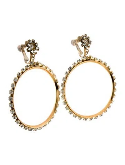 Pre-owned Miriam Haskell Crystal Hoop Clip-on Earrings In Transparent