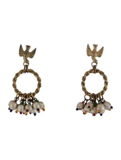 Pre-owned Miriam Haskell Faux Pearl Bead Clip-on Earring In Multi