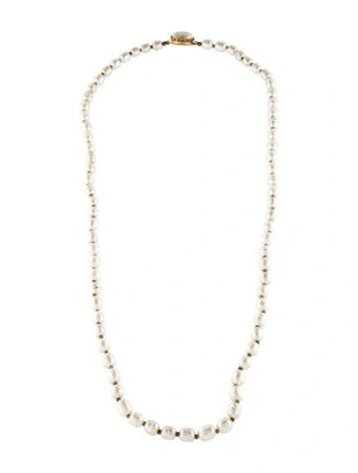 Pre-owned Miriam Haskell Faux Pearl Bead Strand Necklace, 30" In Multi