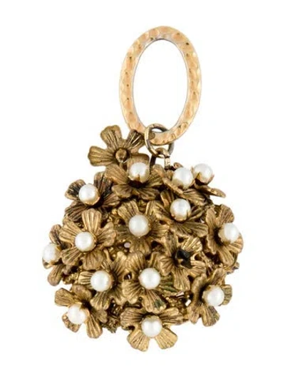 Pre-owned Miriam Haskell Faux Pearl Brooch Pin In White