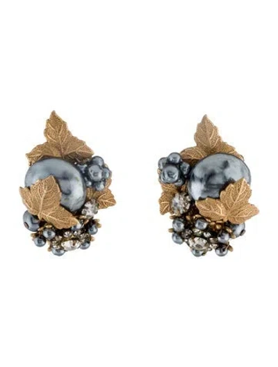 Pre-owned Miriam Haskell Faux Pearl Clip On Earrings In Multi