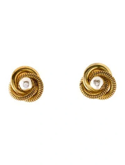 Pre-owned Miriam Haskell Faux Pearl Clip-on Earrings In White