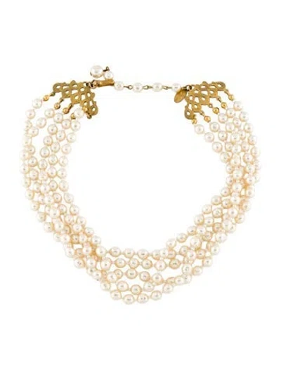 Pre-owned Miriam Haskell Faux Pearl Multistrand Necklace, 16"