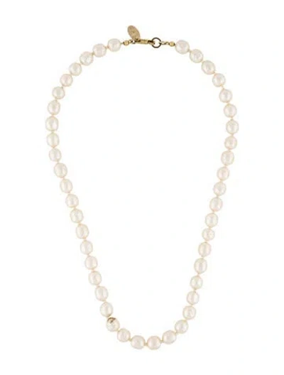 Pre-owned Miriam Haskell Faux Pearl Necklace, 18.5" In Multi