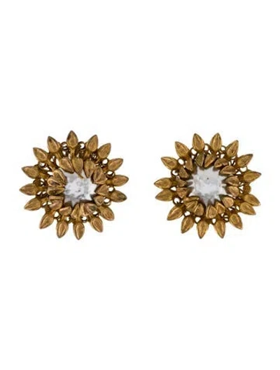 Pre-owned Miriam Haskell Faux Pearl Stud Clip-on Earring In Multi