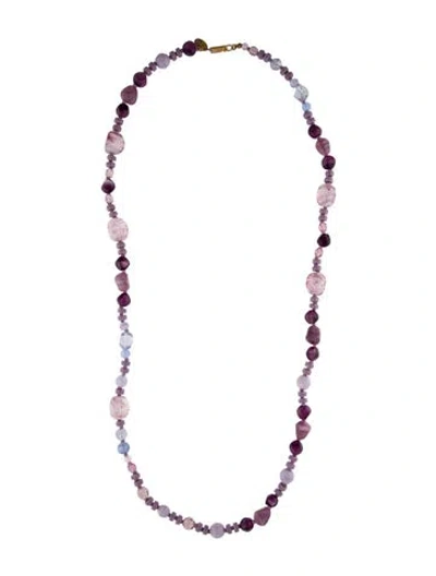 Pre-owned Miriam Haskell Glass Bead Strand Necklace, 30" In Purple