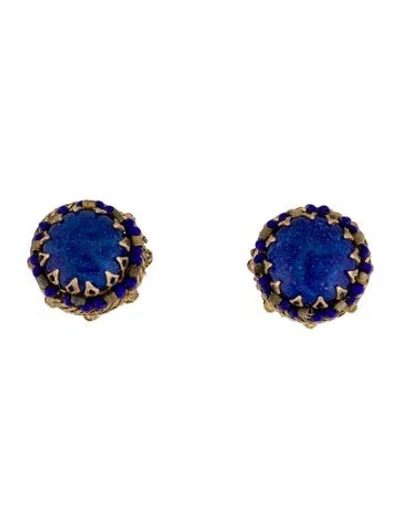 Pre-owned Miriam Haskell Stone & Bead Clip-on Earrings