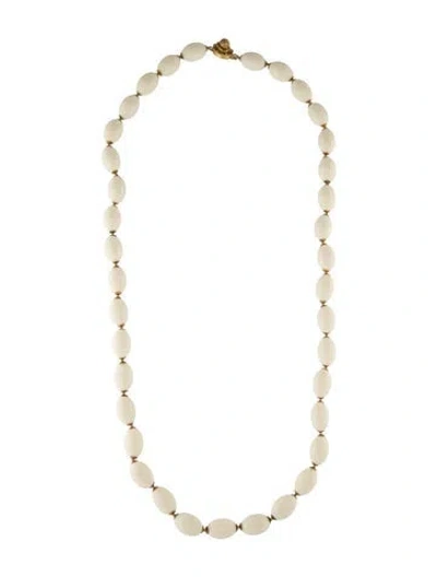 Pre-owned Miriam Haskell Vintage Bead Strand Necklace, 30" In White