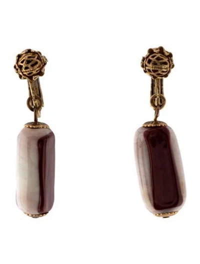 Pre-owned Miriam Haskell Vintage Enamel Drop Earrings In Multi