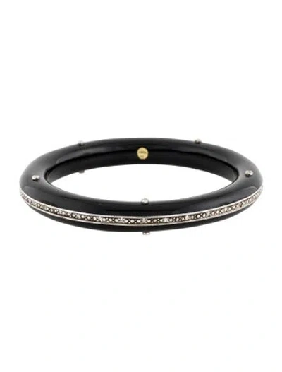Pre-owned Miriam Salat Crystal & Resin Bangle, 8" In Black