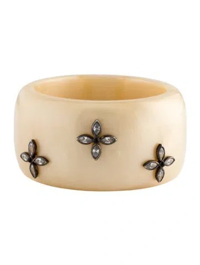 Pre-owned Miriam Salat Resin & Cubic Zirconia Petal Bracelet, 7" In Multi