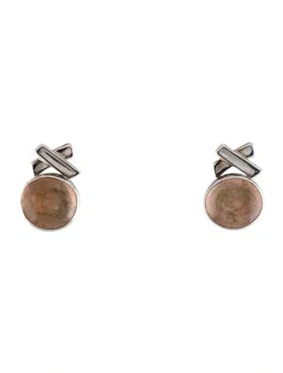 Pre-owned Miriam Salat Resin Cabochon Clip-on Earrings In Pink