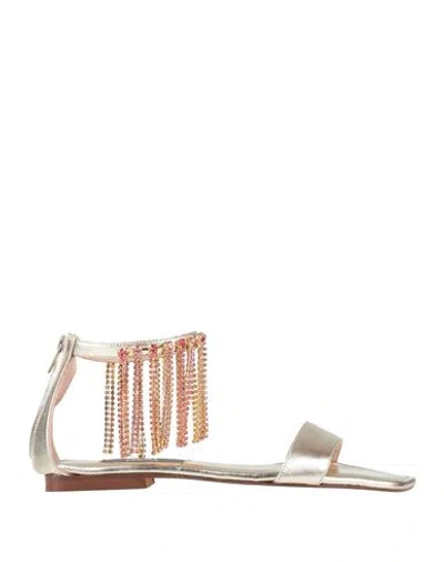 Miriam Stella Woman Sandals Platinum Size 8 Leather In Grey