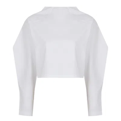 Mirimalist Women's Angle Open Back Top In White Cotton
