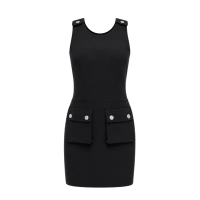 Mirimalist Women's Apron Black Mini Dress