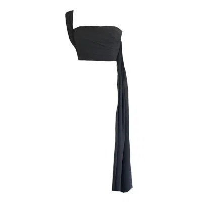 Mirimalist Women's Black Chiffon Draped Bustier