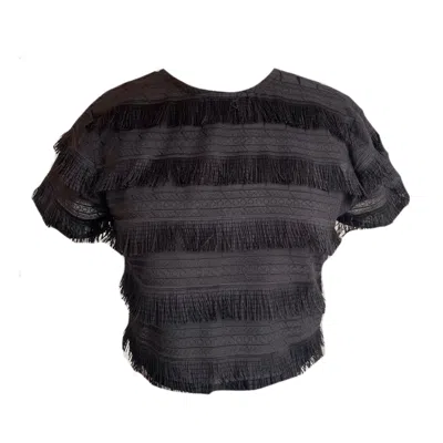 Mirimalist Women's Black Fringe Crop Top