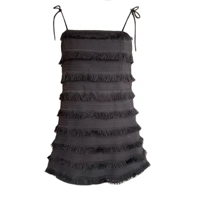 Mirimalist Women's Black Fringe Mini Dress