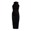 Mirimalist Women's Black Open Back Midi Dress In Black