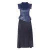 Mirimalist Women's Blue Concrete Navy Midi Dress In Blue