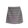 Mirimalist Women's Brown Checked Wool Mini Skirt In Brown