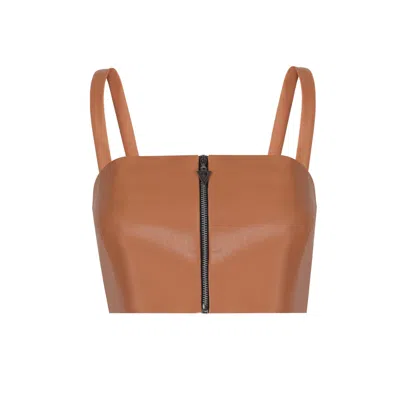 Mirimalist Women's Brown Concrete Leather Bustier Mustard
