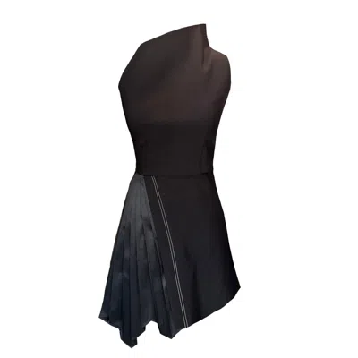 Mirimalist Women's Eccentric Black Mini Dress