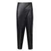 Mirimalist Women's Leather Harem Pants Black In Black