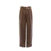 Mirimalist Women's Loose Brown Maxi Pants In Animal Print