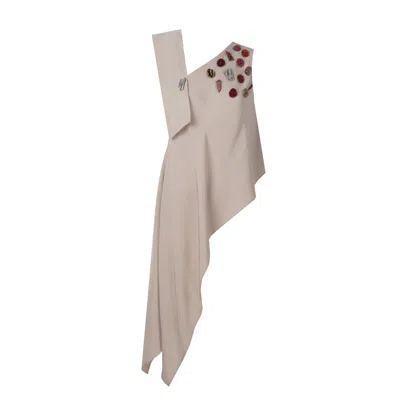 Mirimalist Women's Neutrals Sand One Shoulder Top Ecru In Beige