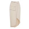Mirimalist Women's Neutrals Wrap Pencil Midi Skirt Ecru In Beige