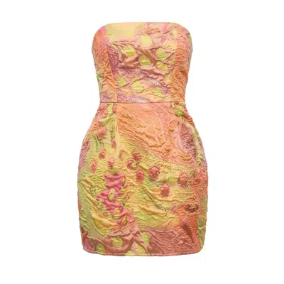 Mirimalist Women's Orange Statement Jacquard Mini Dress