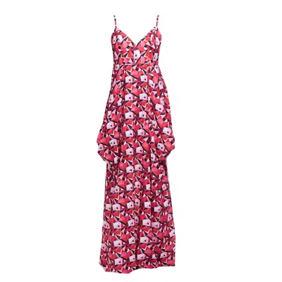 Mirimalist Women's Origami Red Maxi Dress