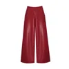 Mirimalist Women's Red Leather Culotte Pants In Red