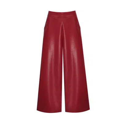 Mirimalist Women's Red Leather Culotte Pants