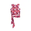 Mirimalist Women's Red Wrap Around Origami Top