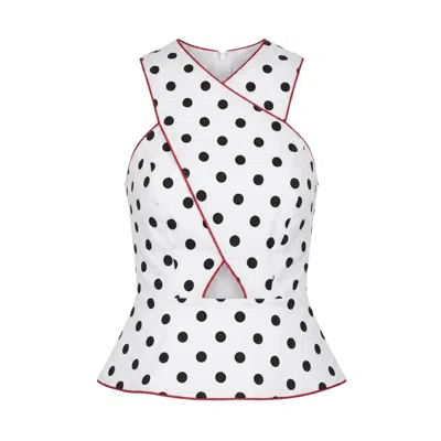 Mirimalist Women's White / Black Aura Polka Dot Bustier In Multi
