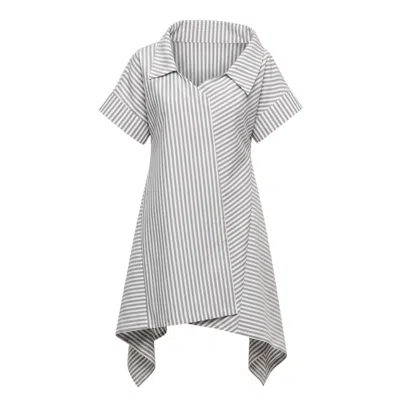 Mirimalist Women's White Quartz Striped Dress