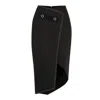 Mirimalist Women's Wrap Pencil Midi Skirt-black In Black