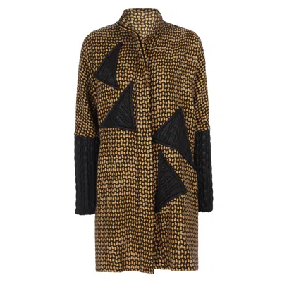 Mirimalist Women's Yellow / Orange Checked Oversize Jacket/dress In Yellow/orange
