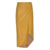 Mirimalist Women's Yellow / Orange Orion Leather Midi Skirt In Yellow/orange