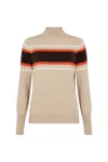 Mirla Beane Cashmere Mix Jumper In Oatmeal Stripe In Brown