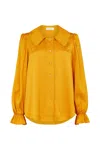 Mirla Beane Women's Yellow / Orange Saffron Statement Collar Blouse In Yellow/orange