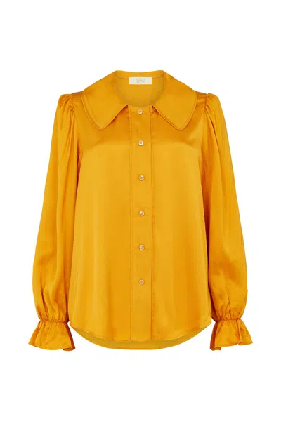 Mirla Beane Women's Yellow / Orange Saffron Statement Collar Blouse In Yellow/orange