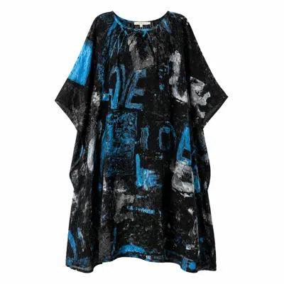 Miro Misljen Women's Black / Blue Love Abstract Art Dress In Multi