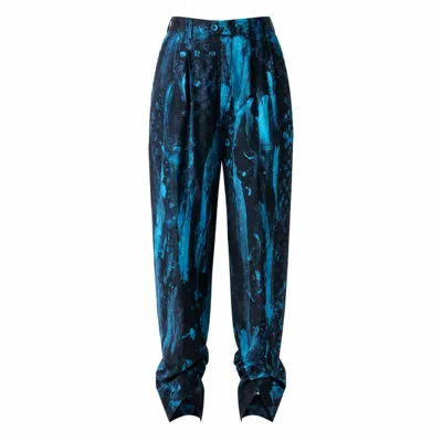 Miro Misljen Women's Black / Blue Midnight Canvas Art Pants