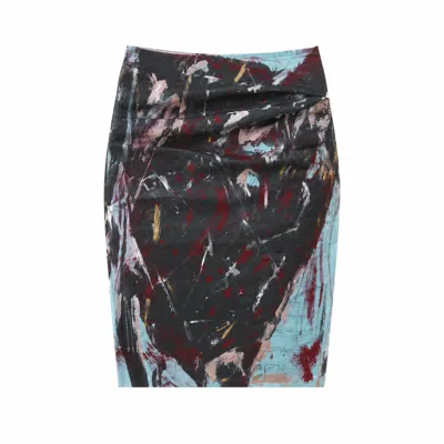 Miro Misljen Women's Black / Blue / Red Pencil Skirt In Multi