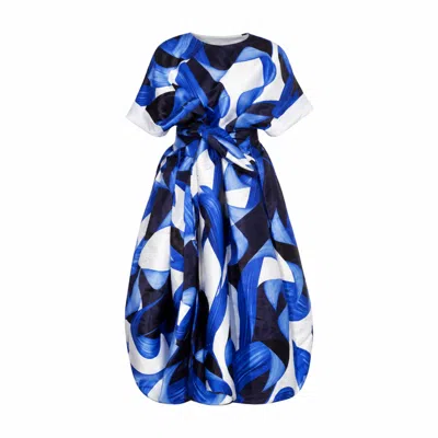Miro Misljen Women's Black / Blue / White Cobalt Sky Dress In Multi